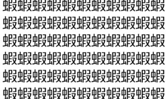 【脳トレ】「蝦」の中に紛れて1つ違う文字がある!?あなたは何秒で探し出せるかな??【違う文字を探せ!】