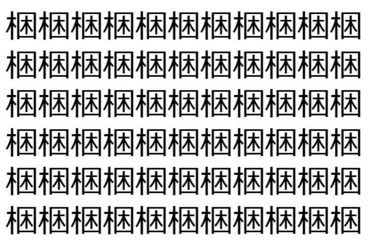 【脳トレ】「梱」の中に紛れて1つ違う文字がある！？あなたは何秒で探し出せるかな？？【違う文字を探せ！】