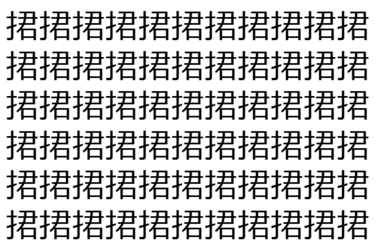 【脳トレ】「捃」の中に紛れて1つ違う文字がある！？あなたは何秒で探し出せるかな？？【違う文字を探せ！】