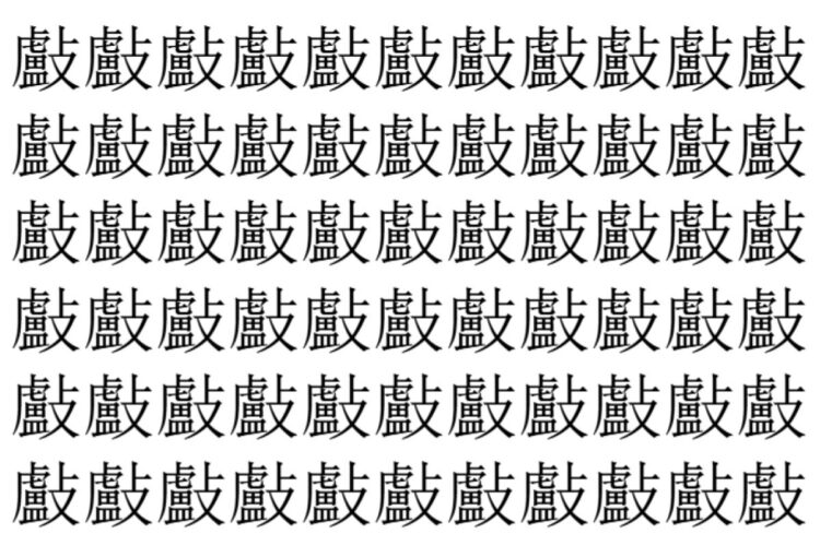 【脳トレ】「㪭」の中に紛れて1つ違う文字がある！？あなたは何秒で探し出せるかな？？【違う文字を探せ！】