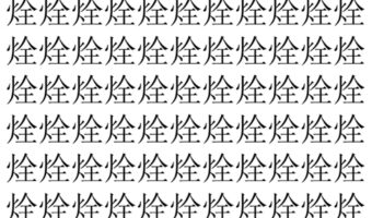 【脳トレ】「烇」の中に紛れて1つ違う文字がある!?あなたは何秒で探し出せるかな??【違う文字を探せ!】
