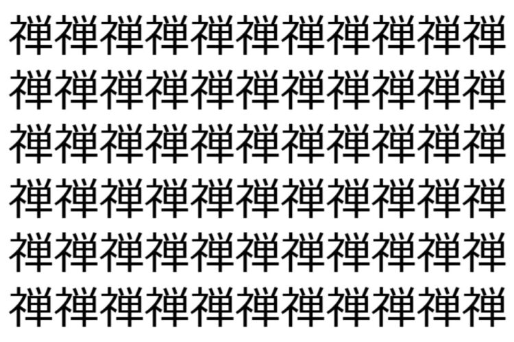 【脳トレ】「禅」の中に紛れて1つ違う文字がある！？あなたは何秒で探し出せるかな？？【違う文字を探せ！】