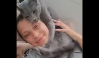 まるでマフラー?飼い主さんの首元にギュッとハグするのがかわいすぎるネコ【海外・動画】