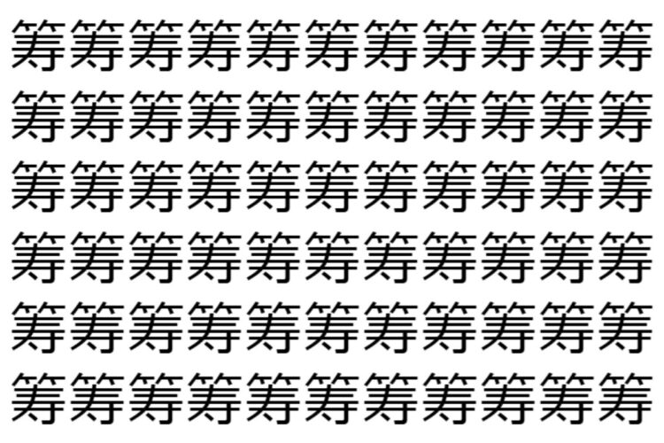 【脳トレ】「筹」の中に紛れて1つ違う文字がある！？あなたは何秒で探し出せるかな？？【違う文字を探せ！】