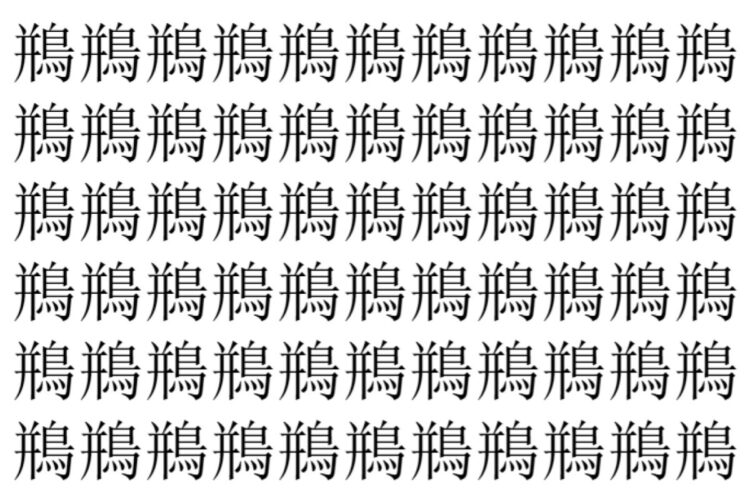 【脳トレ】「鵧」の中に紛れて1つ違う文字がある！？あなたは何秒で探し出せるかな？？【違う文字を探せ！】