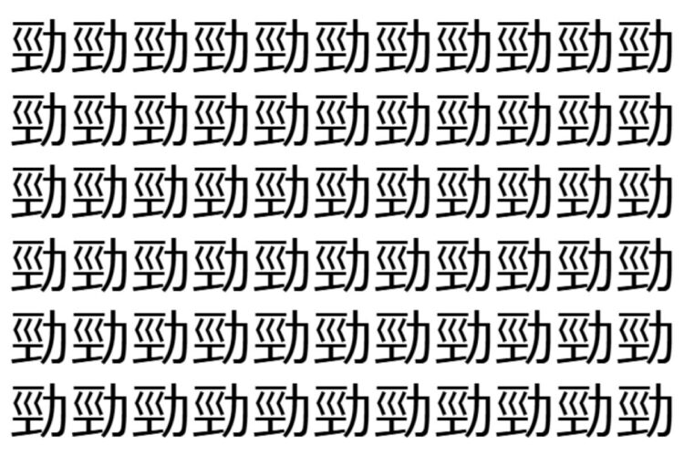 【脳トレ】「勁」の中に紛れて1つ違う文字がある！？あなたは何秒で探し出せるかな？？【違う文字を探せ！】