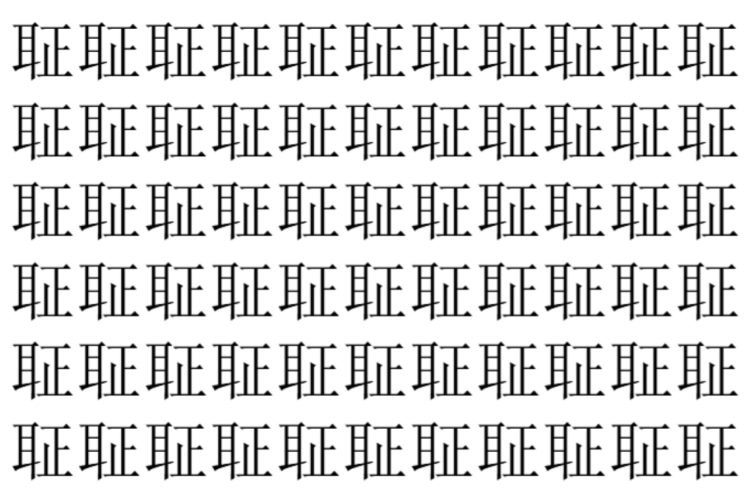 【脳トレ】「聇」の中に紛れて1つ違う文字がある！？あなたは何秒で探し出せるかな？？【違う文字を探せ！】