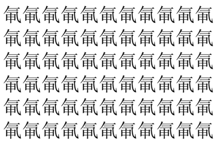 【脳トレ】「氠」の中に紛れて1つ違う文字がある！？あなたは何秒で探し出せるかな？？【違う文字を探せ！】