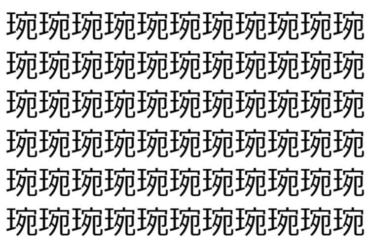 【脳トレ】「琬」の中に紛れて1つ違う文字がある！？あなたは何秒で探し出せるかな？？【違う文字を探せ！】