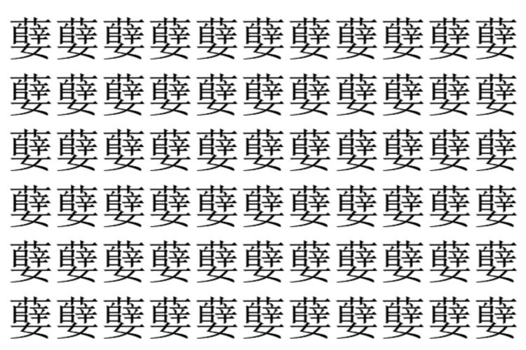 【脳トレ】「㜸」の中に紛れて1つ違う文字がある！？あなたは何秒で探し出せるかな？？【違う文字を探せ！】