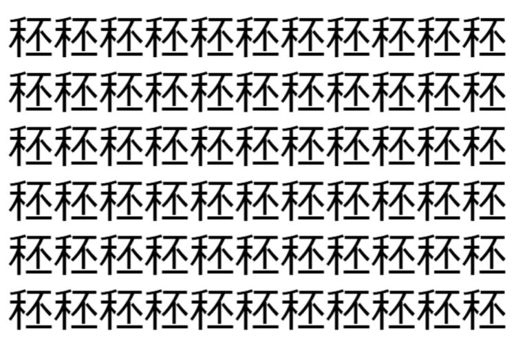 【脳トレ】「秠」の中に紛れて1つ違う文字がある！？あなたは何秒で探し出せるかな？？【違う文字を探せ！】