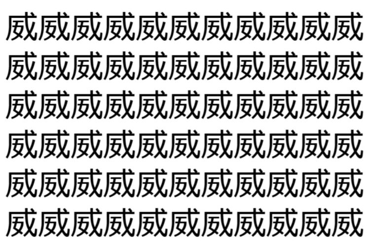 【脳トレ】「威」の中に紛れて1つ違う文字がある！？あなたは何秒で探し出せるかな？？【違う文字を探せ！】