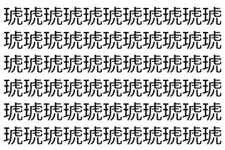 【脳トレ】「琥」の中に紛れて1つ違う文字がある！？あなたは何秒で探し出せるかな？？【違う文字を探せ！】