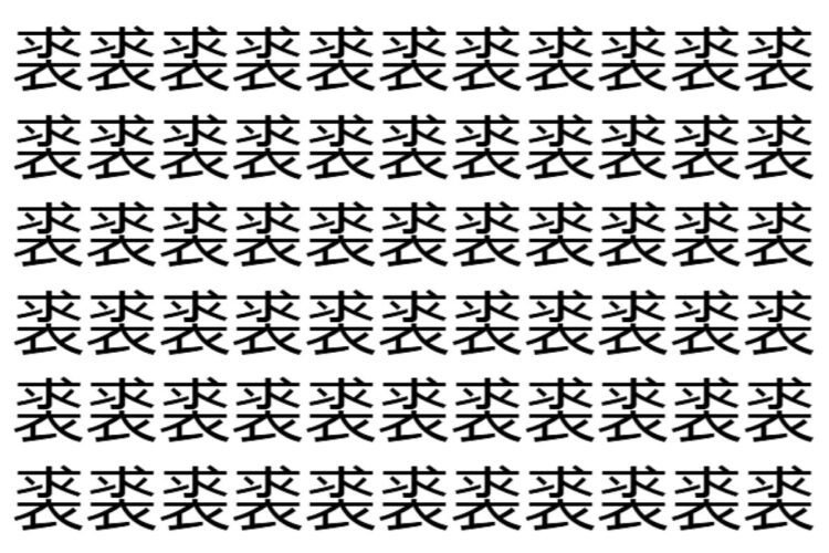【脳トレ】「裘」の中に紛れて1つ違う文字がある！？あなたは何秒で探し出せるかな？？【違う文字を探せ！】