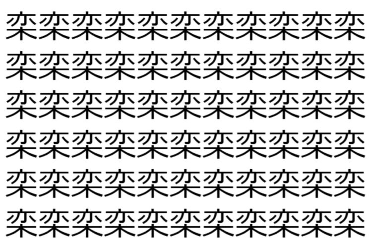 【脳トレ】「栾」の中に紛れて1つ違う文字がある！？あなたは何秒で探し出せるかな？？【違う文字を探せ！】