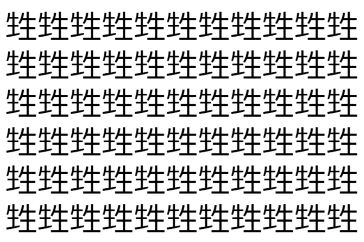 【脳トレ】「甡」の中に紛れて1つ違う文字がある！？あなたは何秒で探し出せるかな？？【違う文字を探せ！】