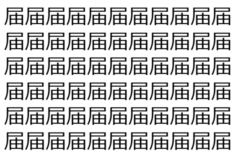 【脳トレ】「届」の中に紛れて1つ違う文字がある！？あなたは何秒で探し出せるかな？？【違う文字を探せ！】