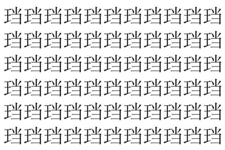【脳トレ】「珰」の中に紛れて1つ違う文字がある！？あなたは何秒で探し出せるかな？？【違う文字を探せ！】