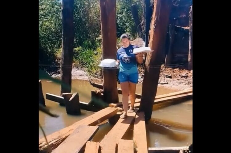 ケーキを運んでいたら・・。️川に架かる板橋を渡っていたらハプニング！？【海外・動画】
