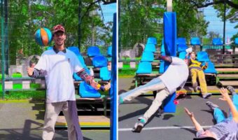 頭にボールがぶつかった！？と思ったら・・。マネキンパフォーマンスがスタート！！【海外・動画】