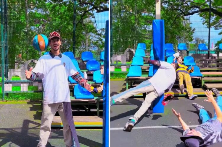 頭にボールがぶつかった！？と思ったら・・。マネキンパフォーマンスがスタート！！【海外・動画】