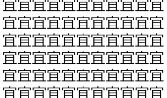 【脳トレ】「宜」の中に紛れて1つ違う文字がある!?あなたは何秒で探し出せるかな??【違う文字を探せ!】