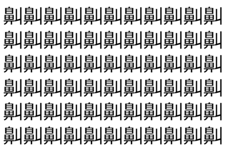 【脳トレ】「鼼」の中に紛れて1つ違う文字がある！？あなたは何秒で探し出せるかな？？【違う文字を探せ！】