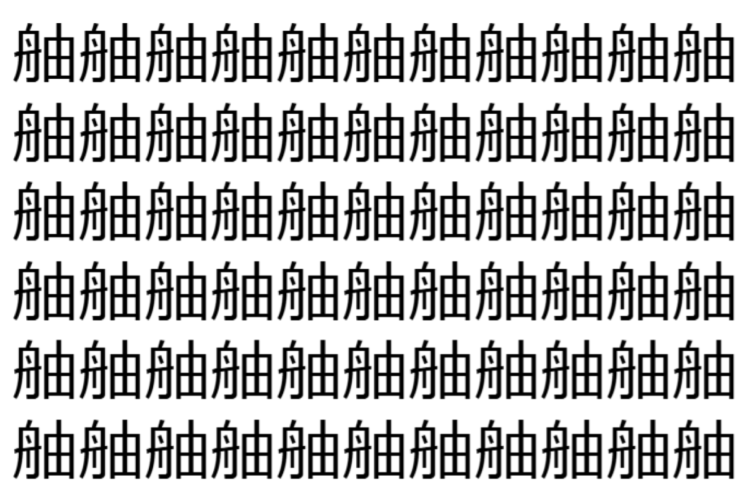【脳トレ】「舳」の中に紛れて1つ違う文字がある！？あなたは何秒で探し出せるかな？？【違う文字を探せ！】