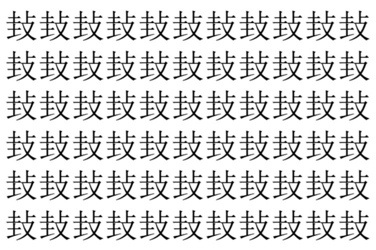 【脳トレ】「㪈」の中に紛れて1つ違う文字がある！？あなたは何秒で探し出せるかな？？【違う文字を探せ！】