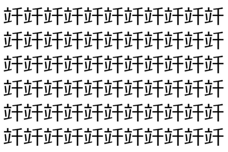 【脳トレ】「竏」の中に紛れて1つ違う文字がある！？あなたは何秒で探し出せるかな？？【違う文字を探せ！】