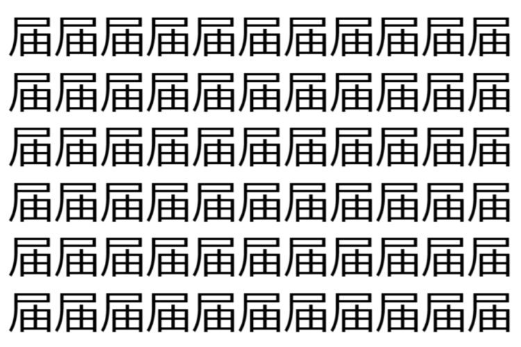 【脳トレ】「届」の中に紛れて1つ違う文字がある！？あなたは何秒で探し出せるかな？？【違う文字を探せ！】
