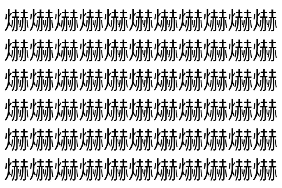 【脳トレ】「爀」の中に紛れて1つ違う文字がある!?あなたは何秒で探し出せるかな??【違う文字を探せ!】