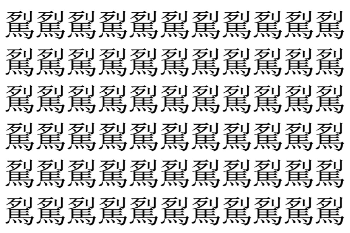 【脳トレ】「𩢾」の中に紛れて1つ違う文字がある!?あなたは何秒で探し出せるかな??【違う文字を探せ!】