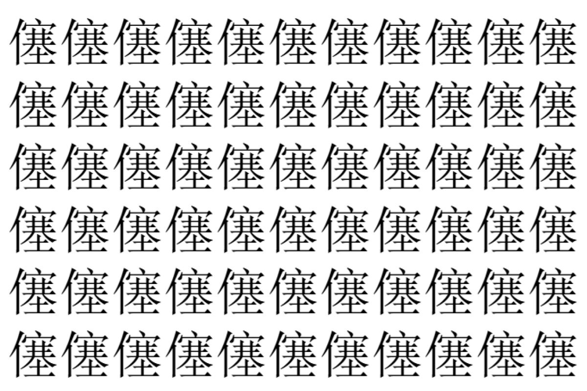 【脳トレ】「僿」の中に紛れて1つ違う文字がある!?あなたは何秒で探し出せるかな??【違う文字を探せ!】