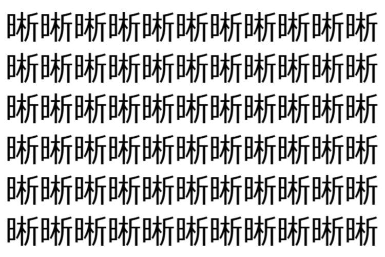 【脳トレ】「晰」の中に紛れて1つ違う文字がある！？あなたは何秒で探し出せるかな？？【違う文字を探せ！】