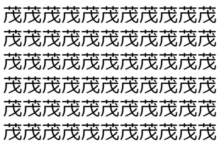 【脳トレ】「茂」の中に紛れて1つ違う文字がある！？あなたは何秒で探し出せるかな？？【違う文字を探せ！】