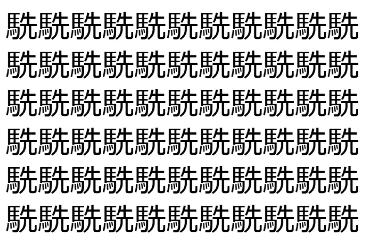 【脳トレ】「駪」の中に紛れて1つ違う文字がある!?あなたは何秒で探し出せるかな??【違う文字を探せ!】