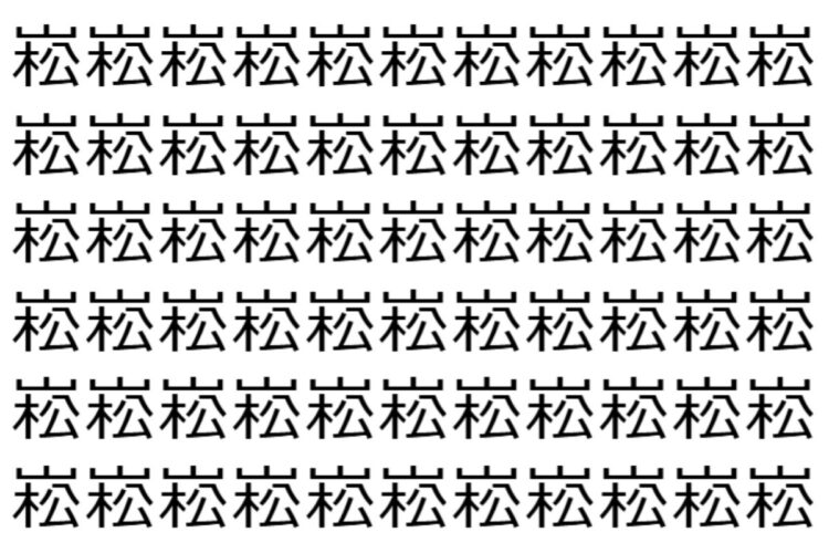 【脳トレ】「崧」の中に紛れて1つ違う文字がある！？あなたは何秒で探し出せるかな？？【違う文字を探せ！】