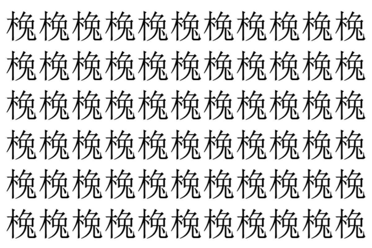 【脳トレ】「㭸」の中に紛れて1つ違う文字がある!?あなたは何秒で探し出せるかな??【違う文字を探せ!】