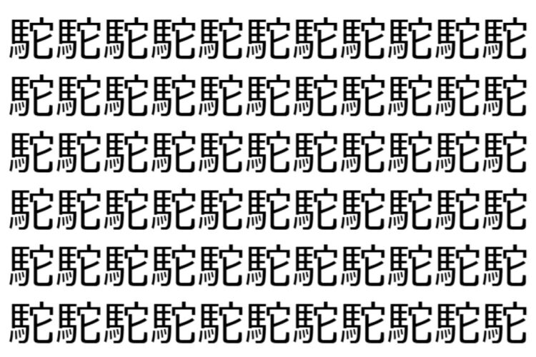 【脳トレ】「駝」の中に紛れて1つ違う文字がある！？あなたは何秒で探し出せるかな？？【違う文字を探せ！】