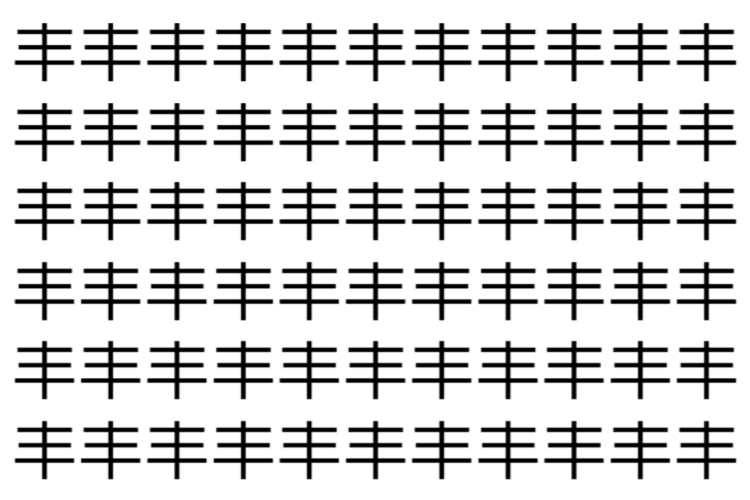 【脳トレ】「丰」の中に紛れて1つ違う文字がある！？あなたは何秒で探し出せるかな？？【違う文字を探せ！】