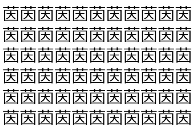 【脳トレ】「茵」の中に紛れて1つ違う文字がある！？あなたは何秒で探し出せるかな？？【違う文字を探せ！】