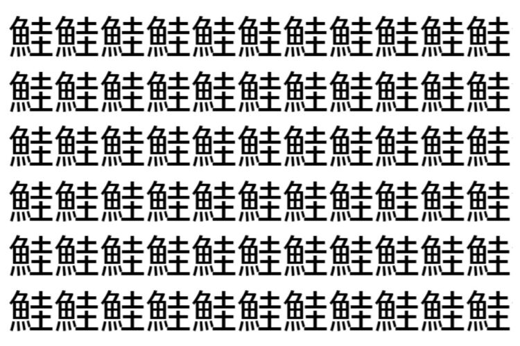 【脳トレ】「鮭」の中に紛れて1つ違う文字がある！？あなたは何秒で探し出せるかな？？【違う文字を探せ！】