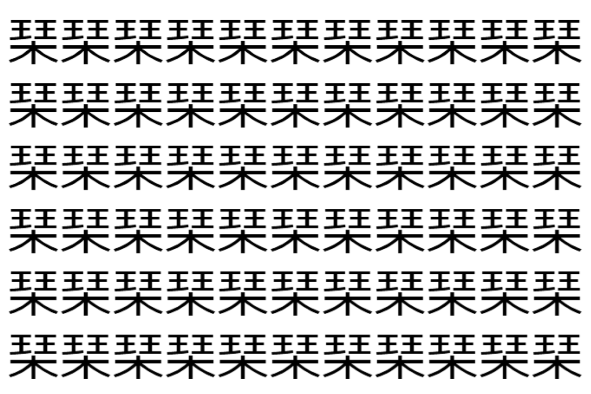 【脳トレ】「琹」の中に紛れて1つ違う文字がある!?あなたは何秒で探し出せるかな??【違う文字を探せ!】