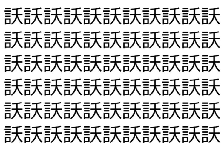 【脳トレ】「訞」の中に紛れて1つ違う文字がある！？あなたは何秒で探し出せるかな？？【違う文字を探せ！】