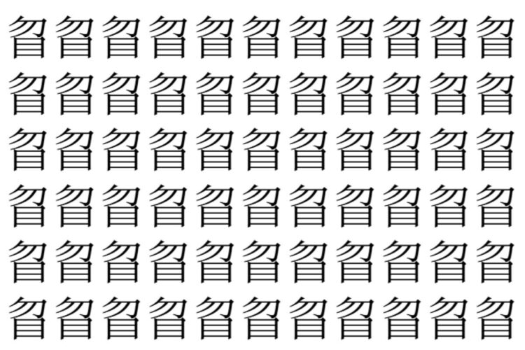 【脳トレ】「䀜」の中に紛れて1つ違う文字がある！？あなたは何秒で探し出せるかな？？【違う文字を探せ！】