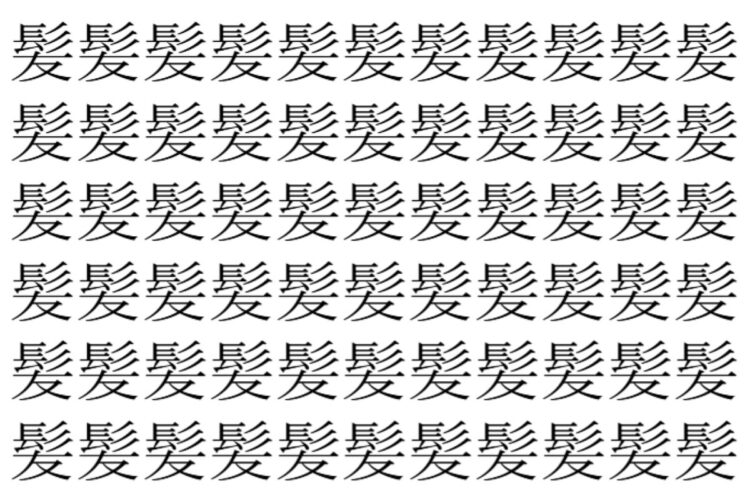 【脳トレ】「髪」の中に紛れて1つ違う文字がある！？あなたは何秒で探し出せるかな？？【違う文字を探せ！】