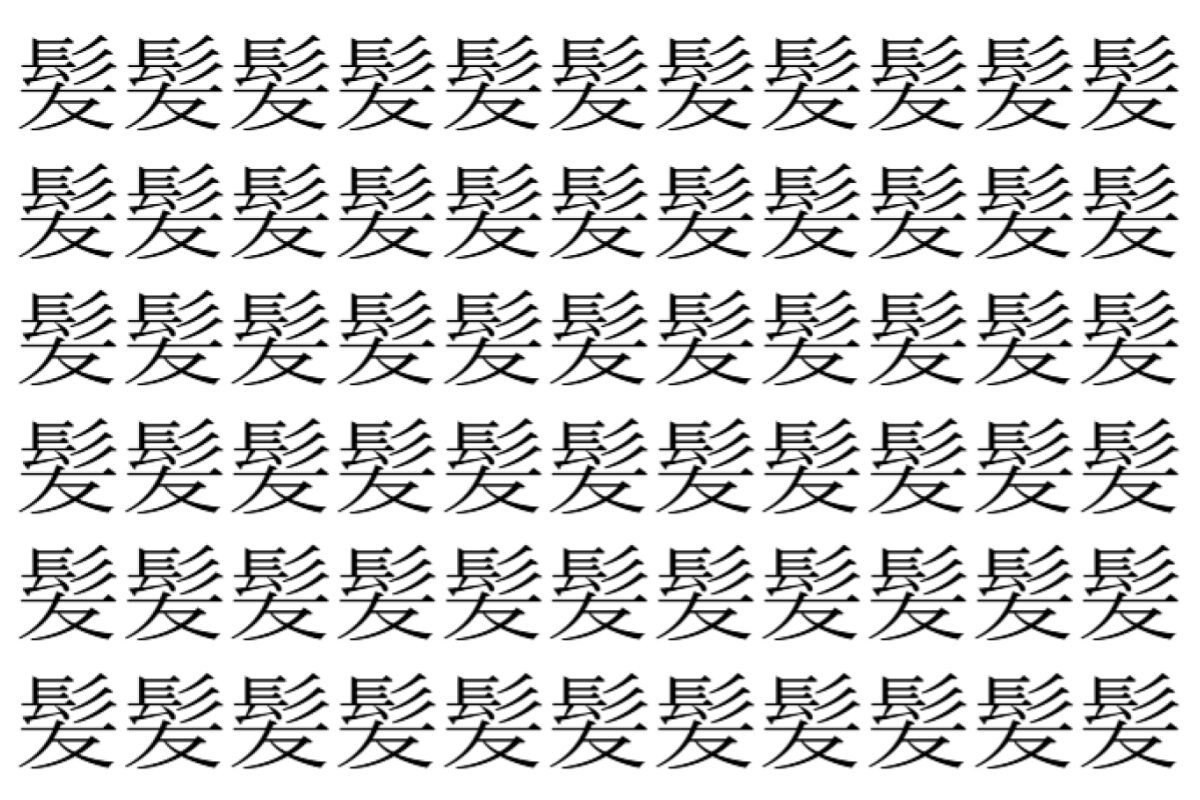 【脳トレ】「髪」の中に紛れて1つ違う文字がある!?あなたは何秒で探し出せるかな??【違う文字を探せ!】