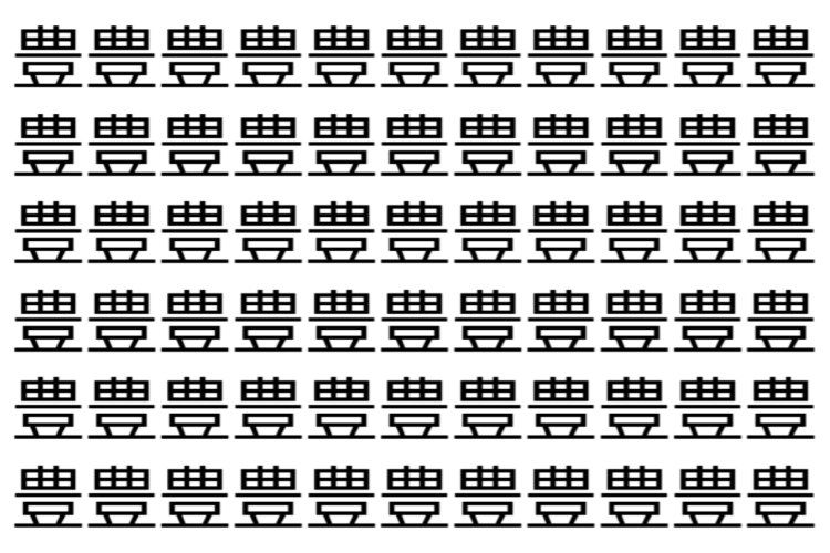【脳トレ】「豊」の中に紛れて1つ違う文字がある！？あなたは何秒で探し出せるかな？？【違う文字を探せ！】