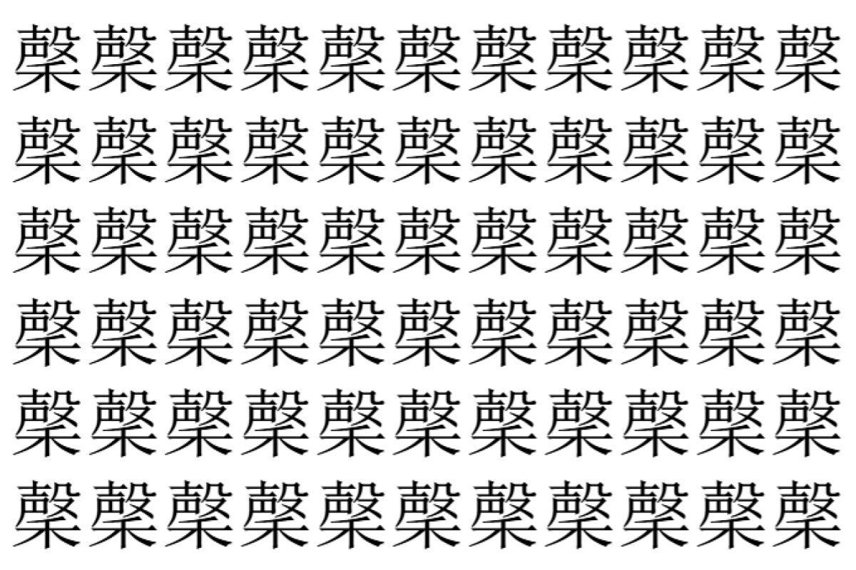 【脳トレ】「䅽」の中に紛れて1つ違う文字がある!?あなたは何秒で探し出せるかな??【違う文字を探せ!】